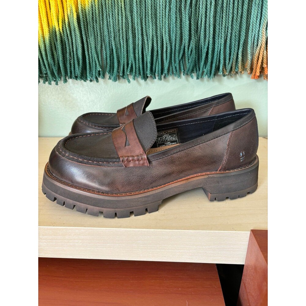 Bed|Stü Dark Brown Leather Lug Sole Penny Loafers